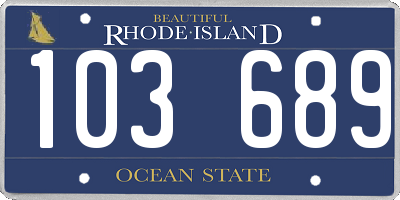 RI license plate 103689
