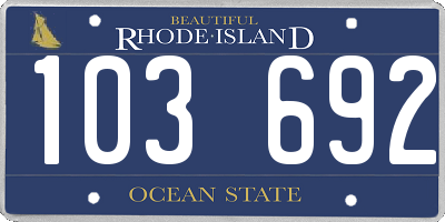 RI license plate 103692