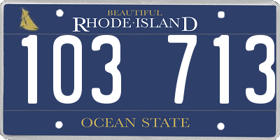 RI license plate 103713