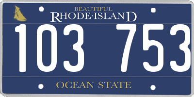 RI license plate 103753