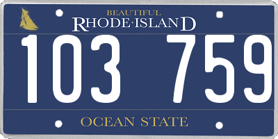 RI license plate 103759