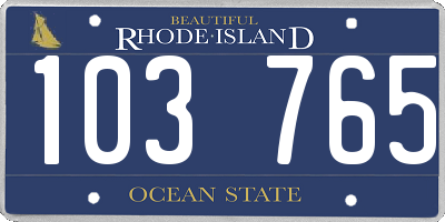 RI license plate 103765