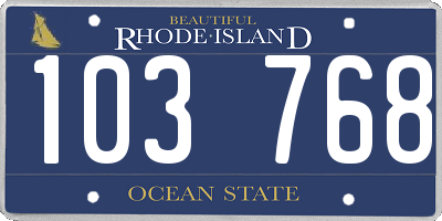 RI license plate 103768