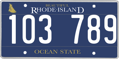 RI license plate 103789