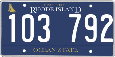 RI license plate 103792