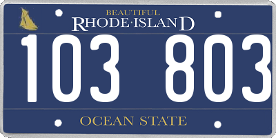 RI license plate 103803