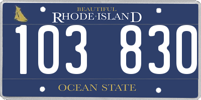 RI license plate 103830
