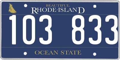 RI license plate 103833