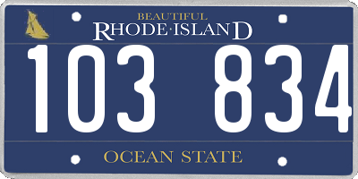 RI license plate 103834