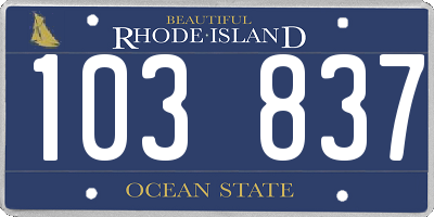 RI license plate 103837