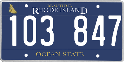 RI license plate 103847
