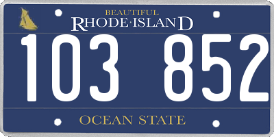 RI license plate 103852