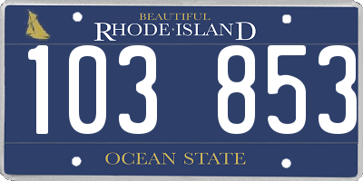 RI license plate 103853
