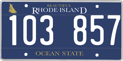 RI license plate 103857