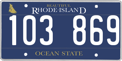 RI license plate 103869