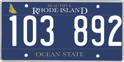 RI license plate 103892