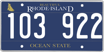 RI license plate 103922