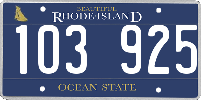 RI license plate 103925