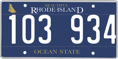 RI license plate 103934