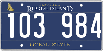 RI license plate 103984
