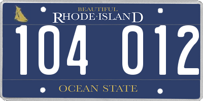 RI license plate 104012