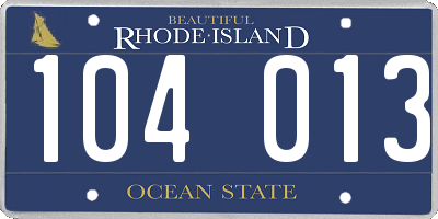 RI license plate 104013