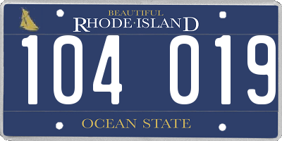 RI license plate 104019