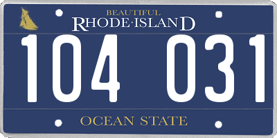 RI license plate 104031
