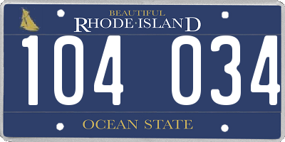 RI license plate 104034
