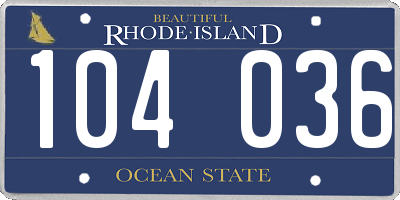 RI license plate 104036