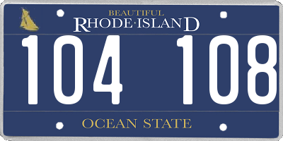 RI license plate 104108
