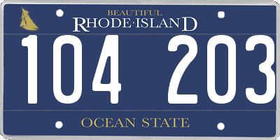 RI license plate 104203