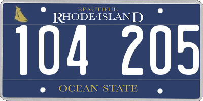 RI license plate 104205
