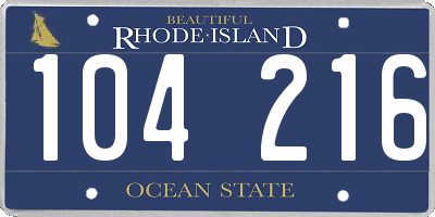 RI license plate 104216