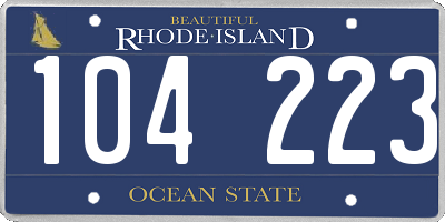 RI license plate 104223