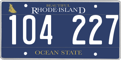 RI license plate 104227