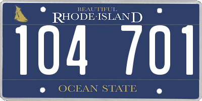 RI license plate 104701