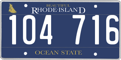 RI license plate 104716