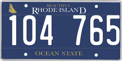 RI license plate 104765
