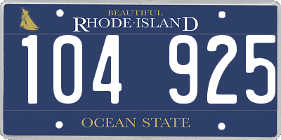 RI license plate 104925