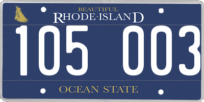RI license plate 105003