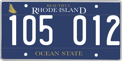 RI license plate 105012