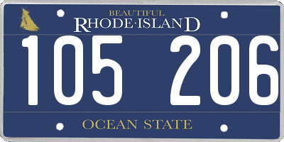 RI license plate 105206