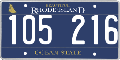 RI license plate 105216