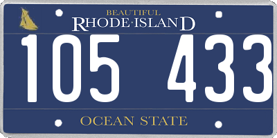 RI license plate 105433