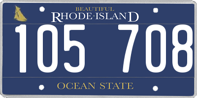 RI license plate 105708