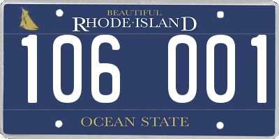 RI license plate 106001