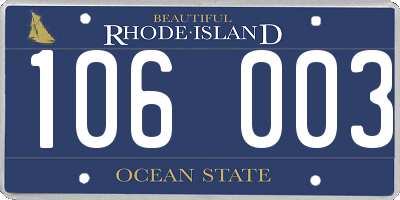RI license plate 106003
