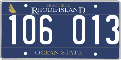 RI license plate 106013