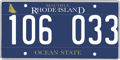 RI license plate 106033